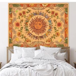 Sun and Floral Tapestry Wall Decor